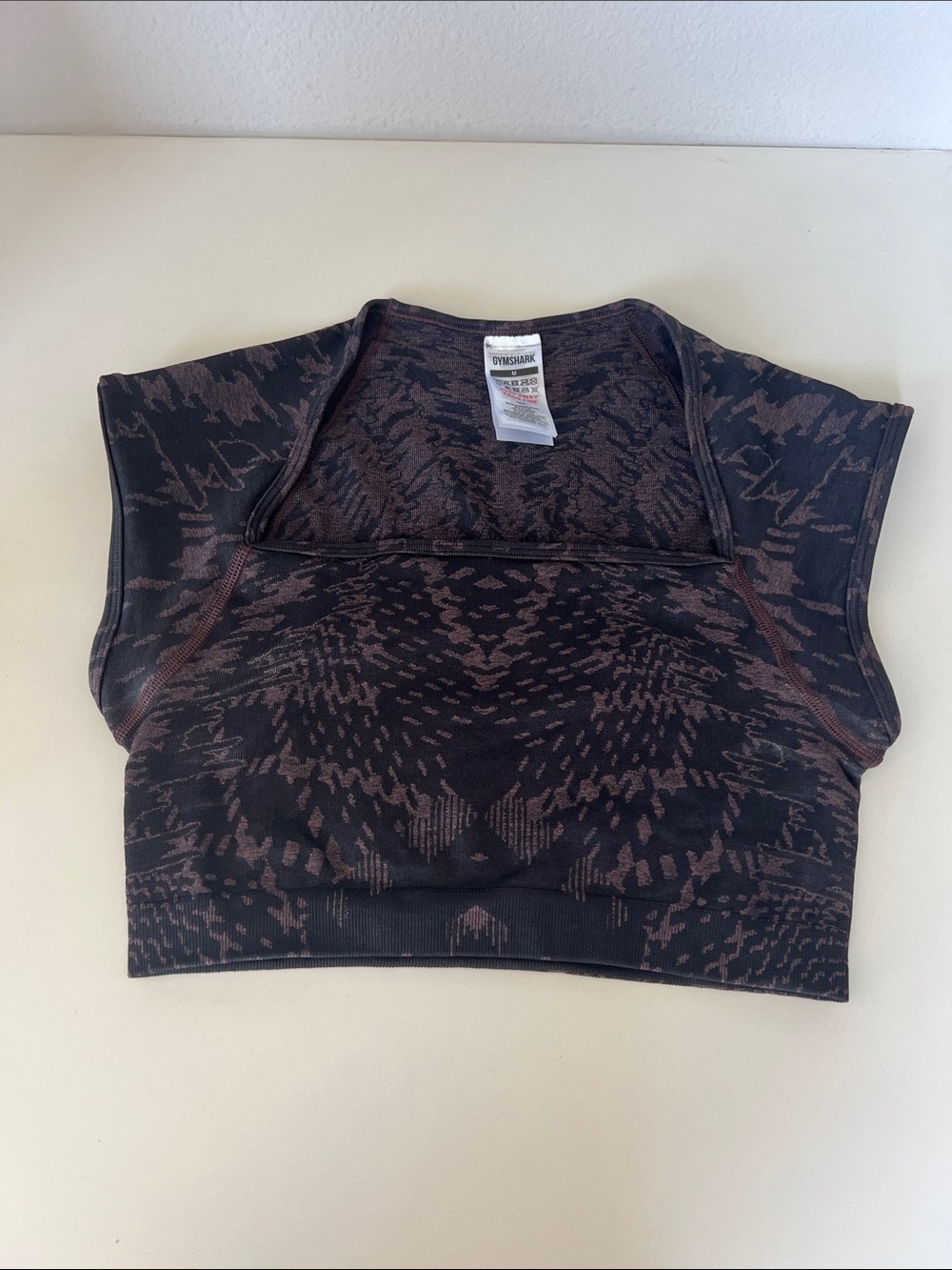 Gymshark Houndstooth pattern Seamless Cropped Workout Top